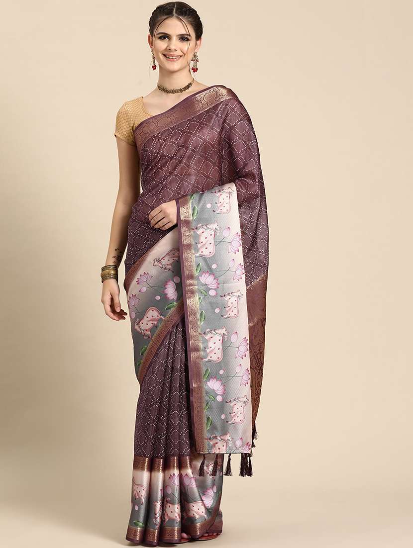 women self-design bordered saree with blouse