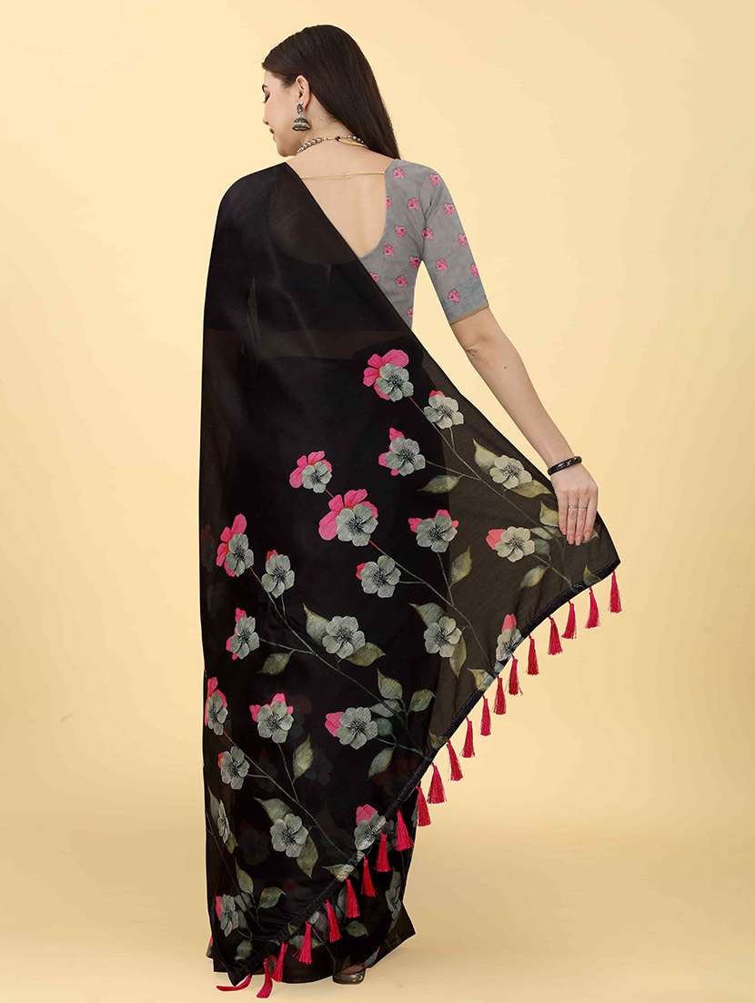 Women Printed Casual Saree With Blouse - 21485985 -  Standard Image - 3