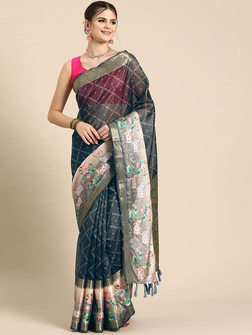 women self-design bordered saree with blouse