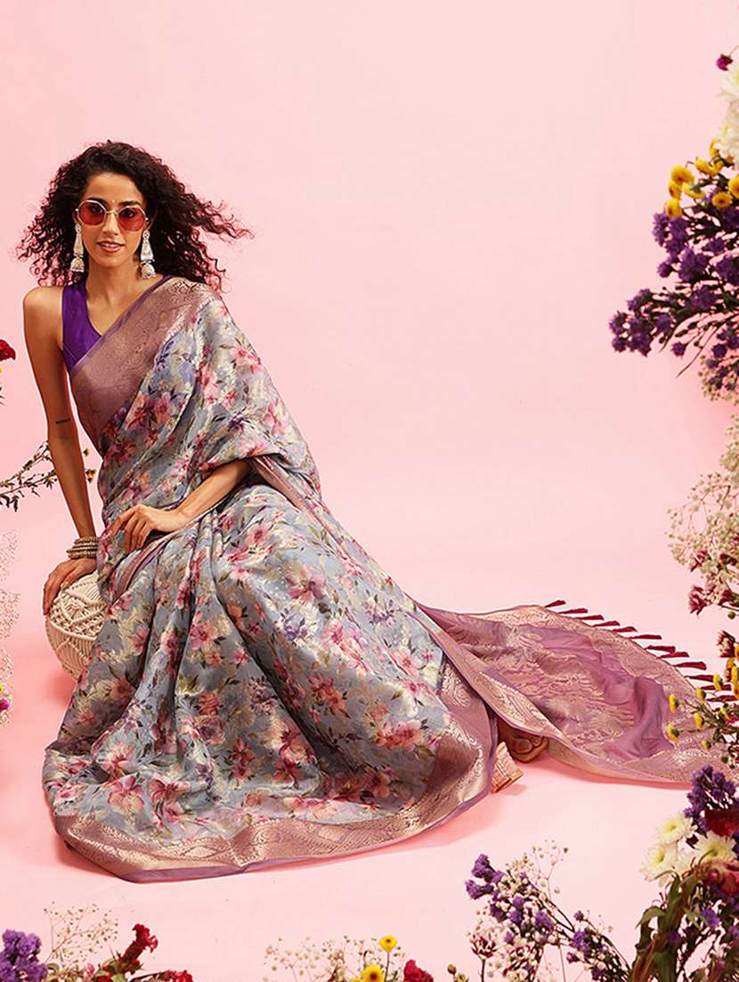 women self-design bordered saree with blouse - 21486022 -  Standard Image - 3