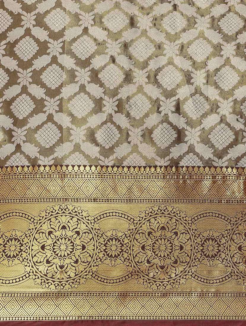 women brown banarasi saree - 21486072 -  Standard Image - 3