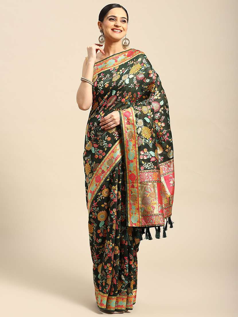 women green baluchari saree