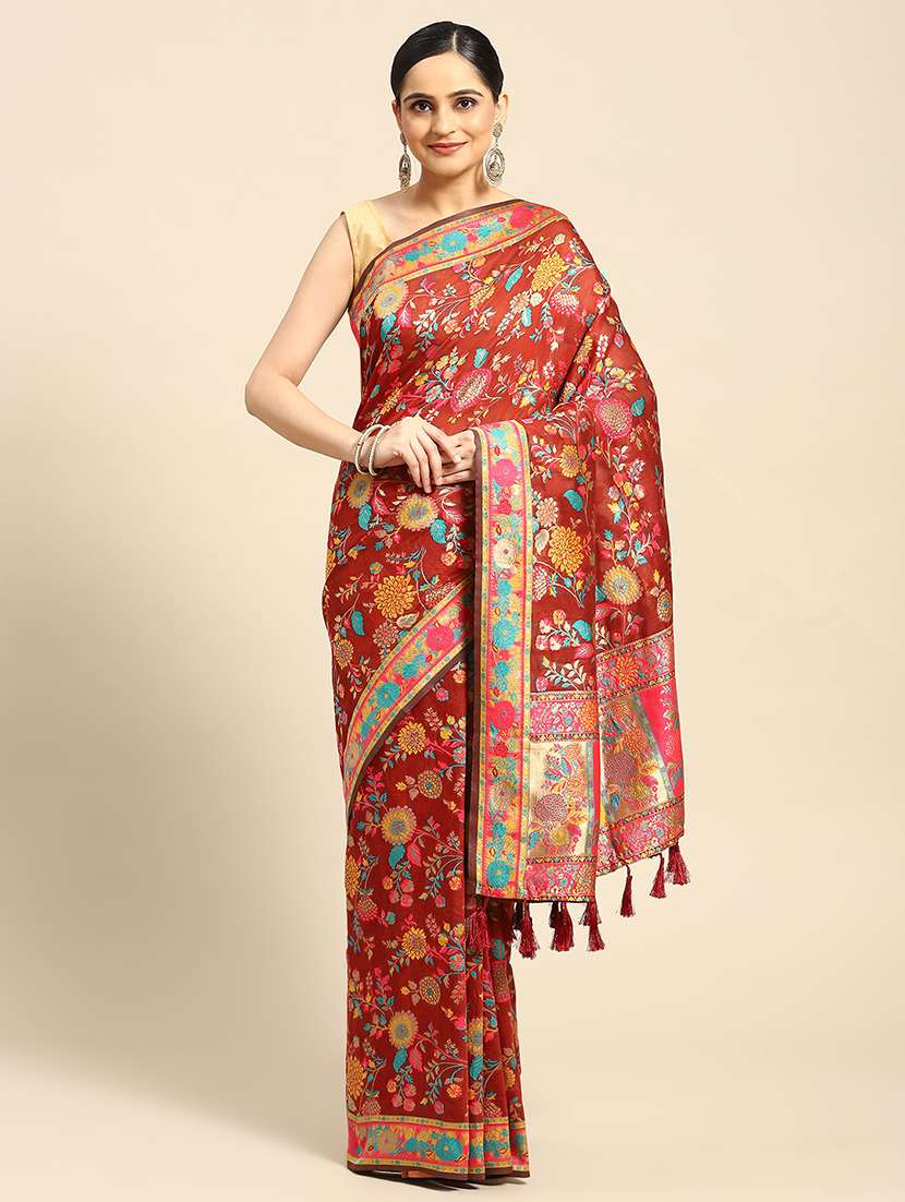 women maroon baluchari saree - 21486099 - Zoom Image - 0