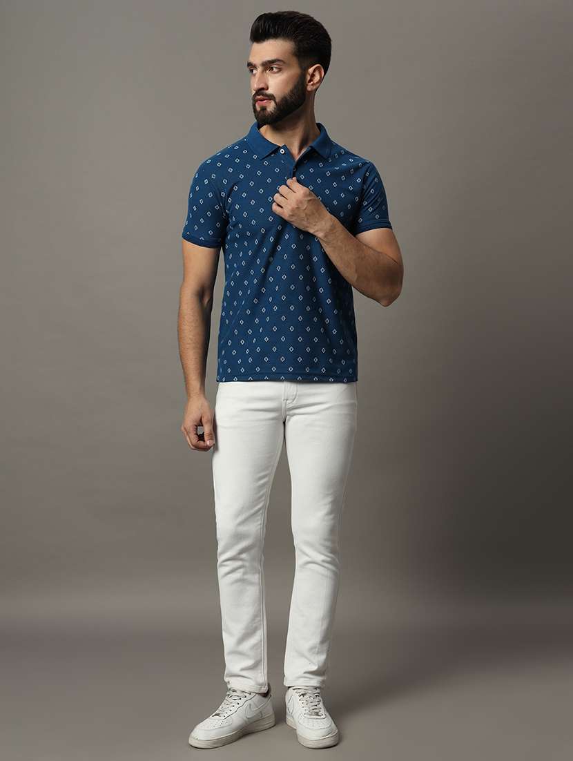 men printed short sleeve polo t-shirt - 21486177 -  Standard Image - 3