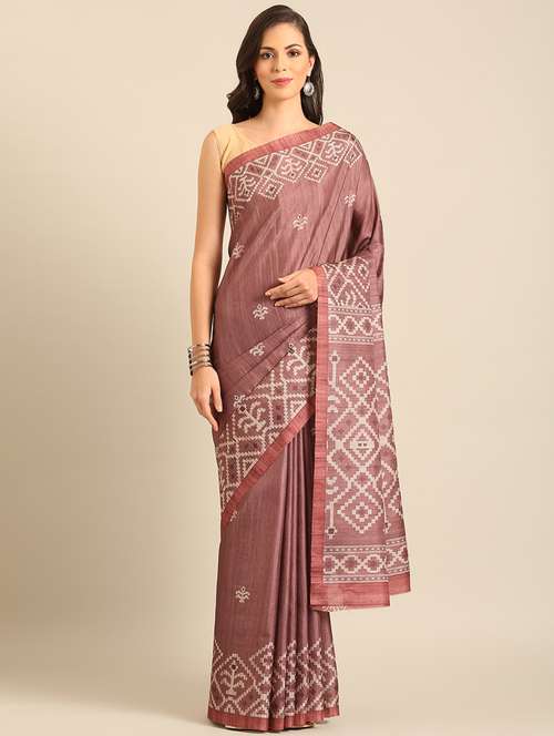 burgundy cotton printed saree with blouse - 21486245 - Standard Image - 0