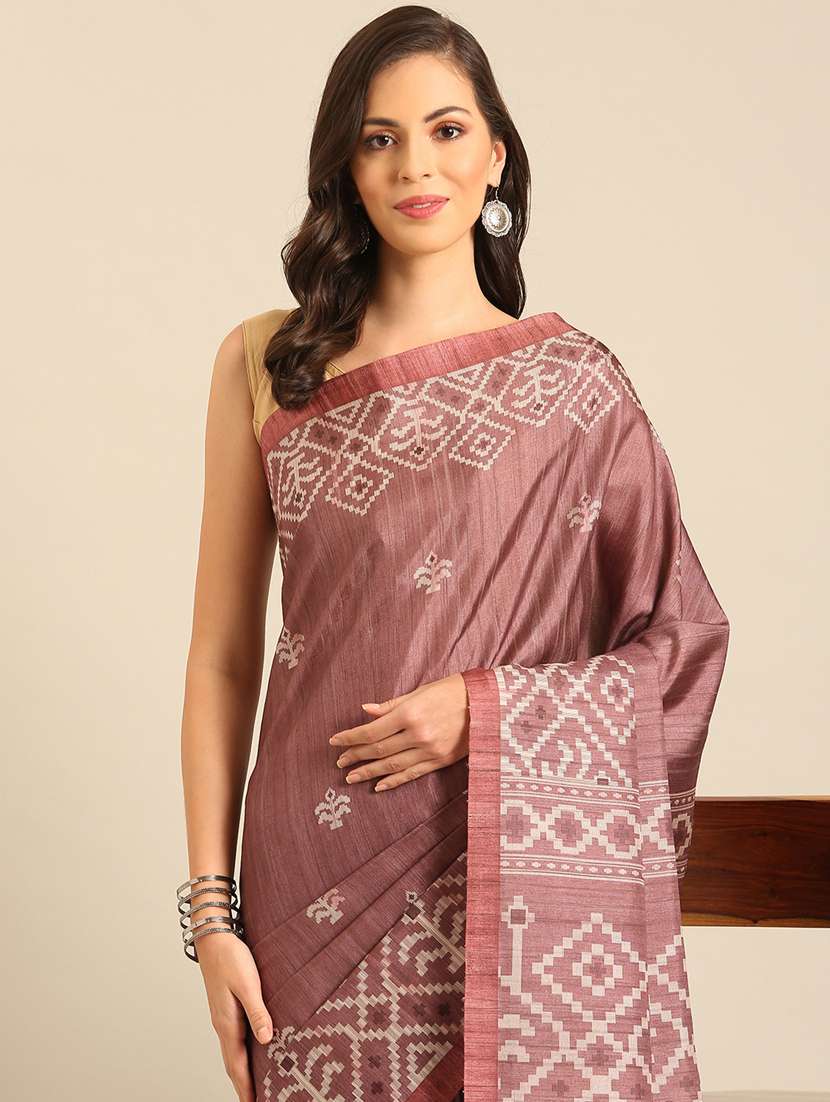 burgundy cotton printed saree with blouse - 21486245 - Standard Image - 3