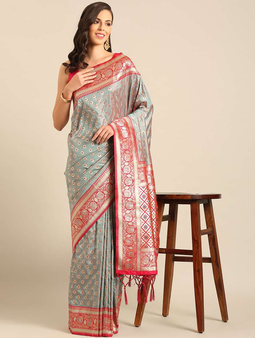 women self design banarasi saree with blouse