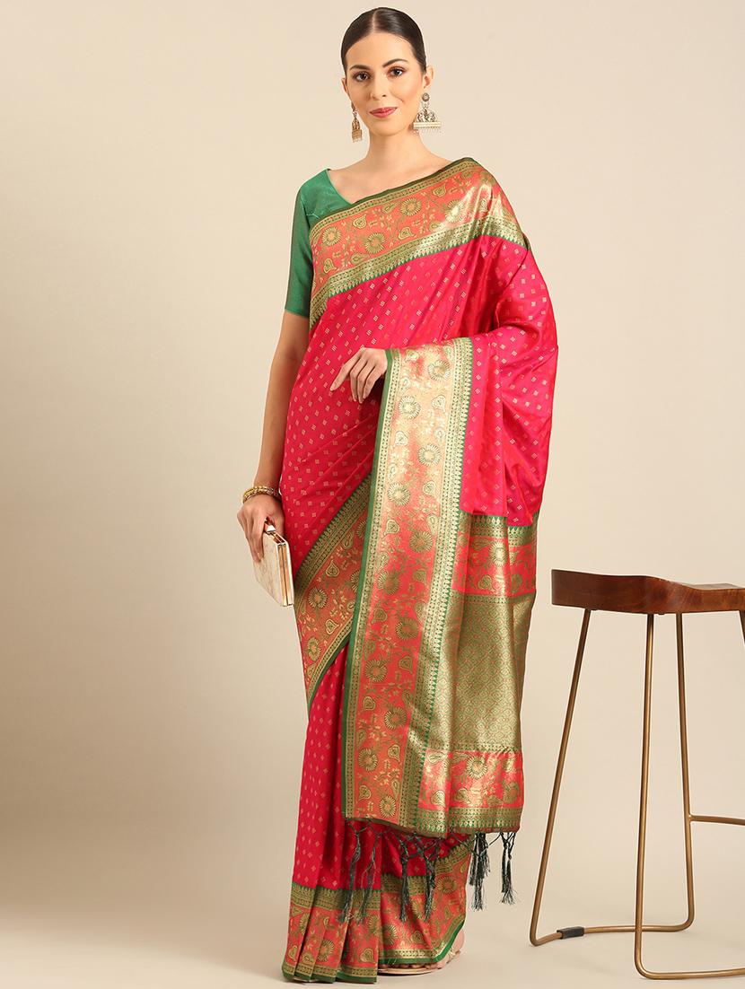 women self design banarasi saree with blouse