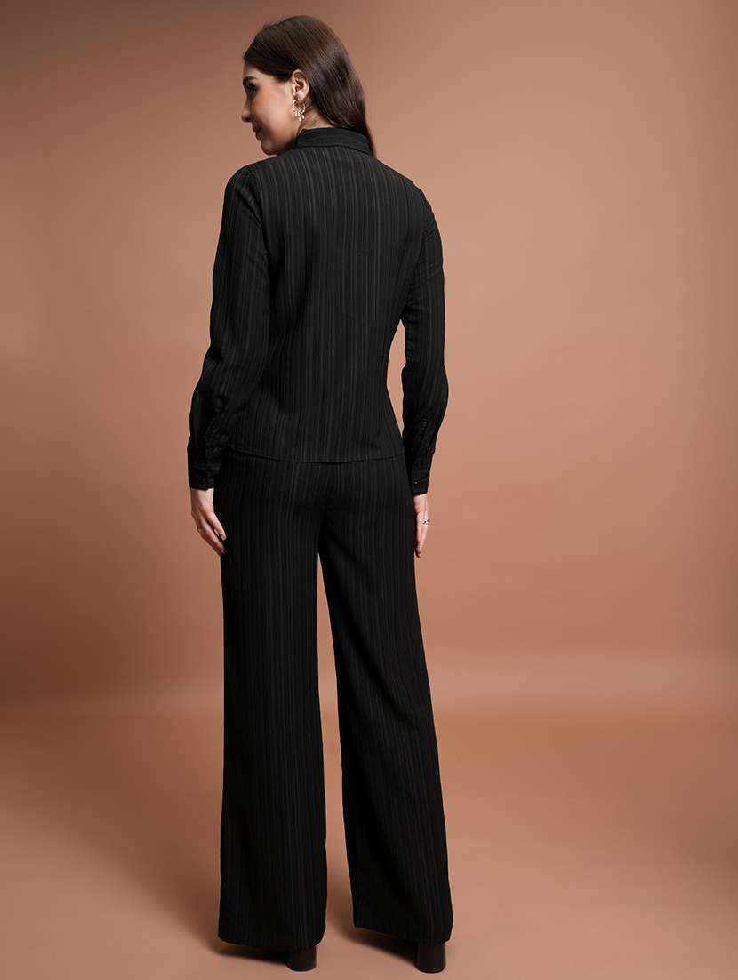 women solid shirt and trouser set co-ord - 21486366 -  Standard Image - 3