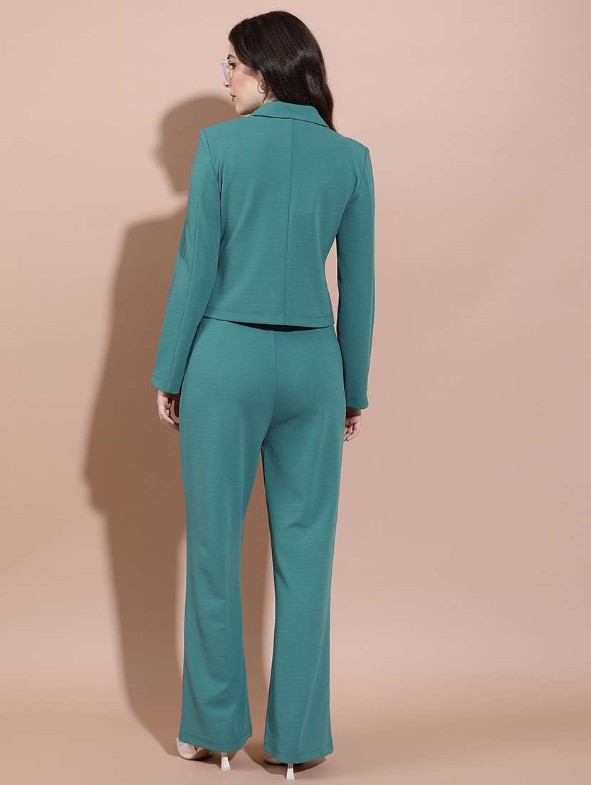 women solid blazer and trouser co-ord set - 21486373 -  Standard Image - 3