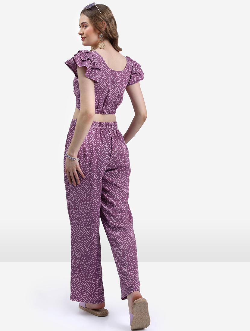 women purple polyester top and trouser co-ord set - 21486393 - Standard Image - 3