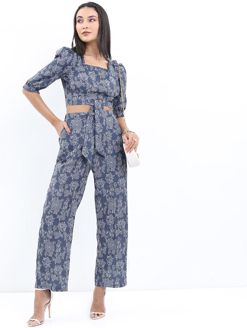 women blue polyester top and trouser co-ord set - 21486401 -  Zoom Image - 0