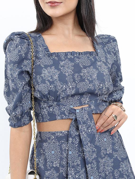 women blue polyester top and trouser co-ord set - 21486401 - Standard Image - 3