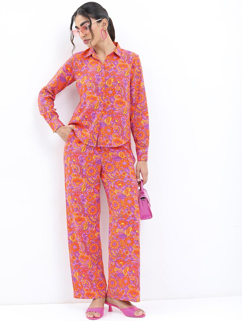 women purple polyester shirt and trouser co-ord set - 21486405 - Zoom Image - 0