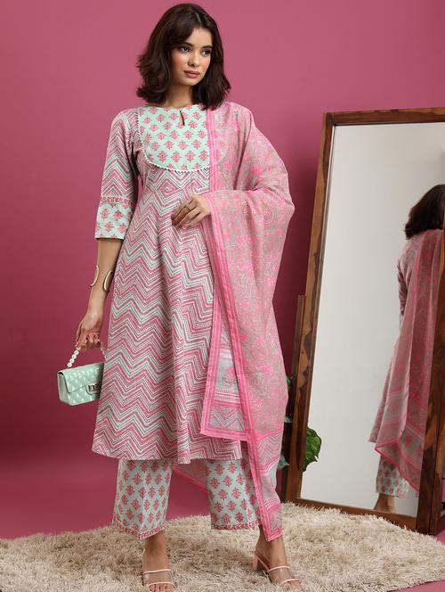 women printed kurta palazzo set with dupatta - 21486413 - Standard Image - 0