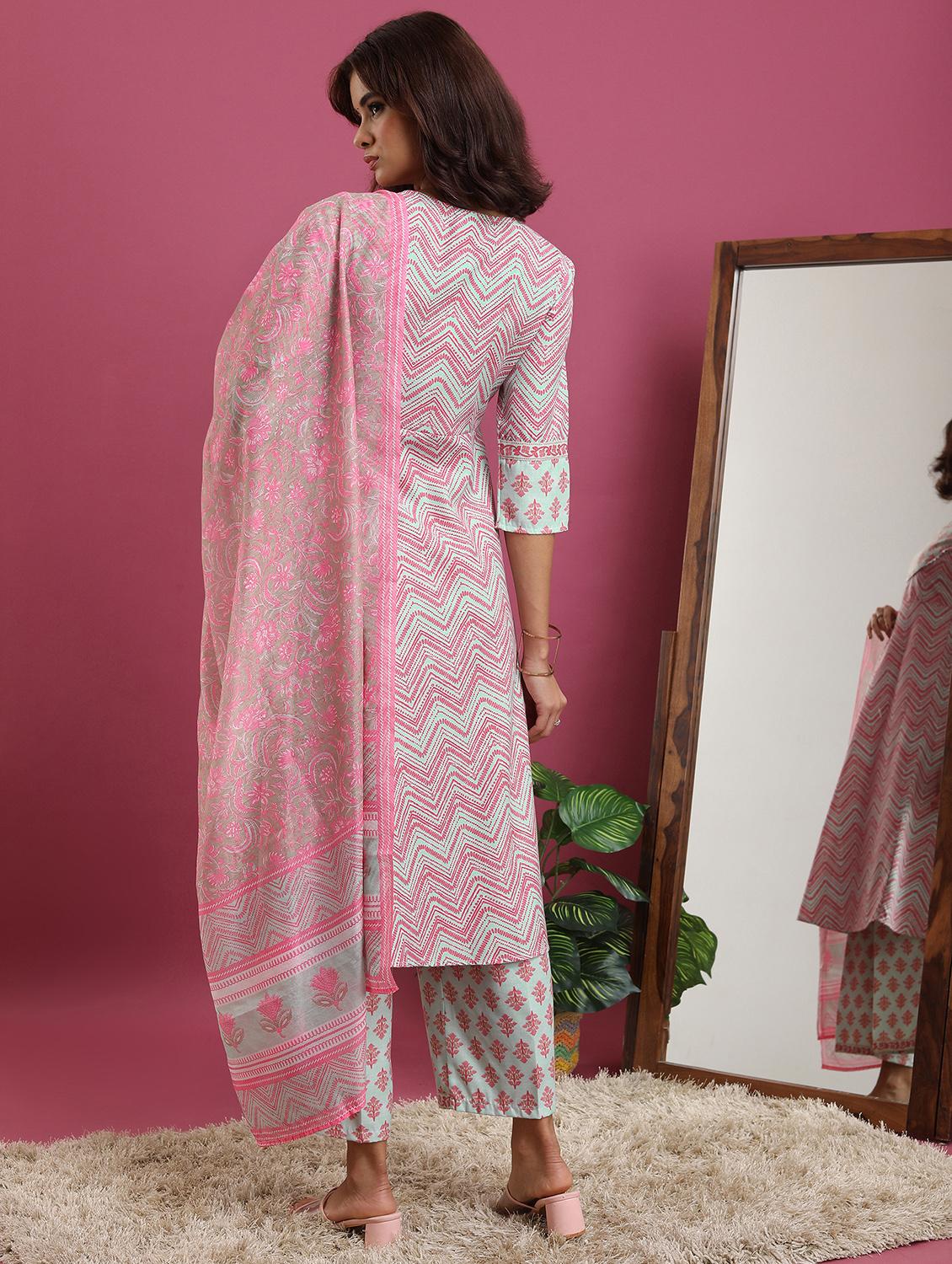women printed kurta palazzo set with dupatta - 21486413 - Standard Image - 3