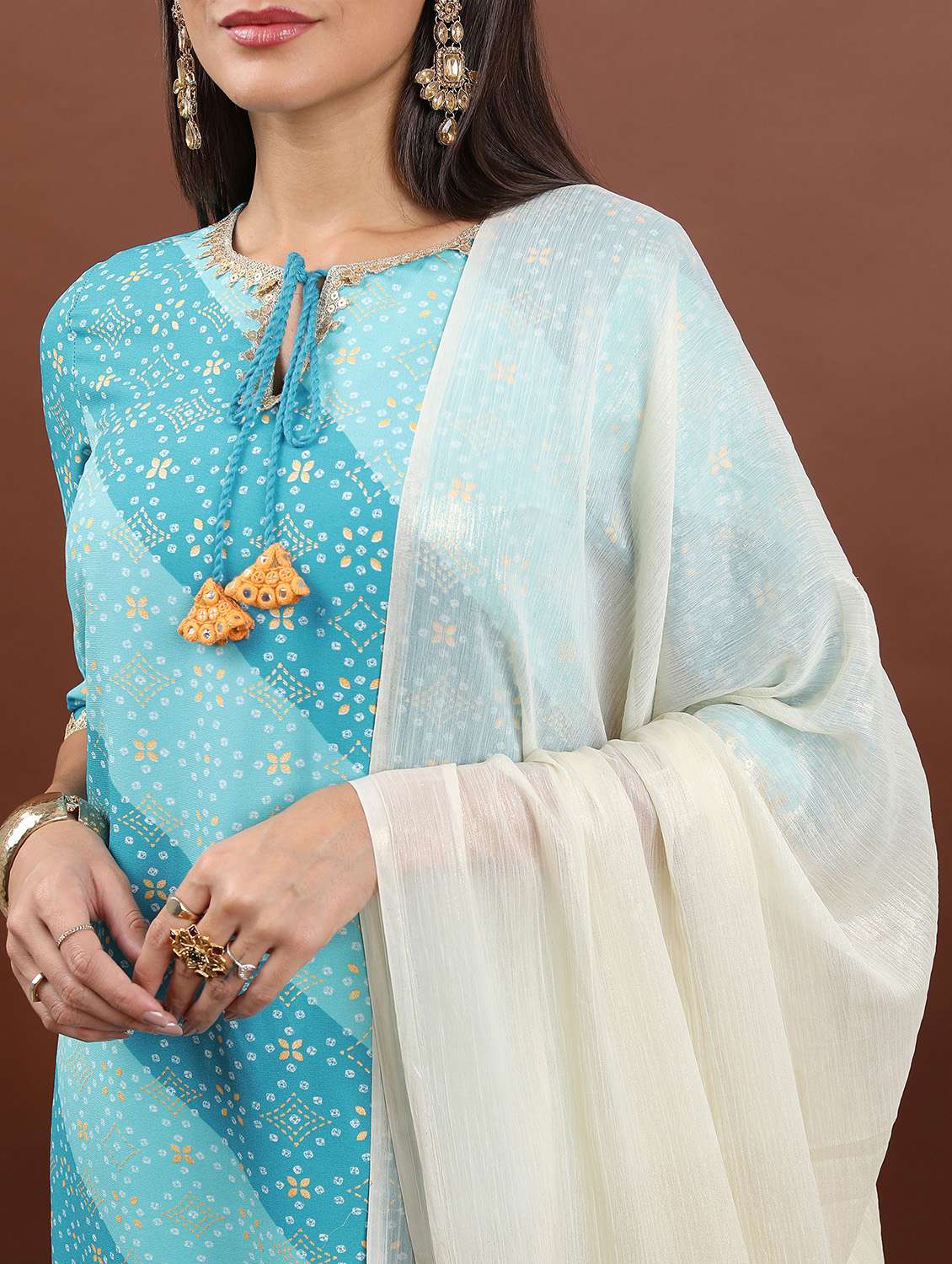 women printed kurta palazzo set with dupatta - 21486427 - Standard Image - 3