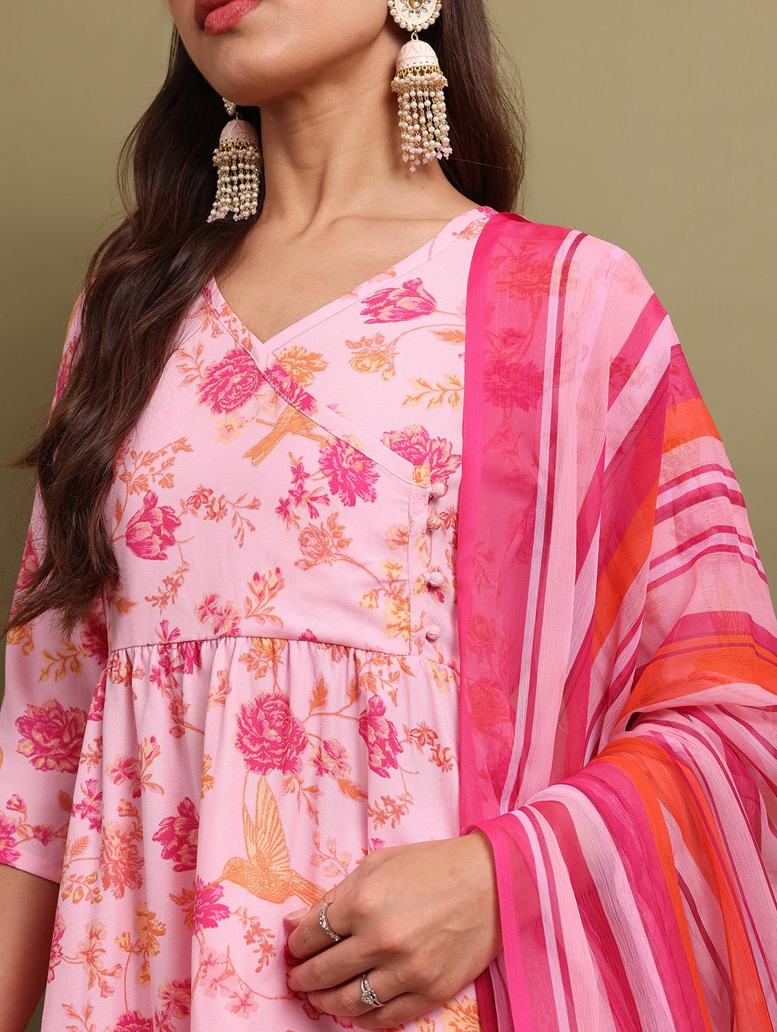 women floral printed kurta palazzo set with dupatta - 21486446 - Standard Image - 3