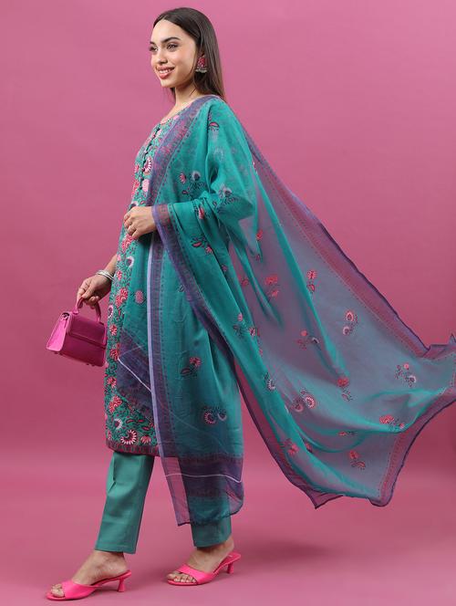 women floral kurta pant set with dupatta - 21486462 - Standard Image - 0