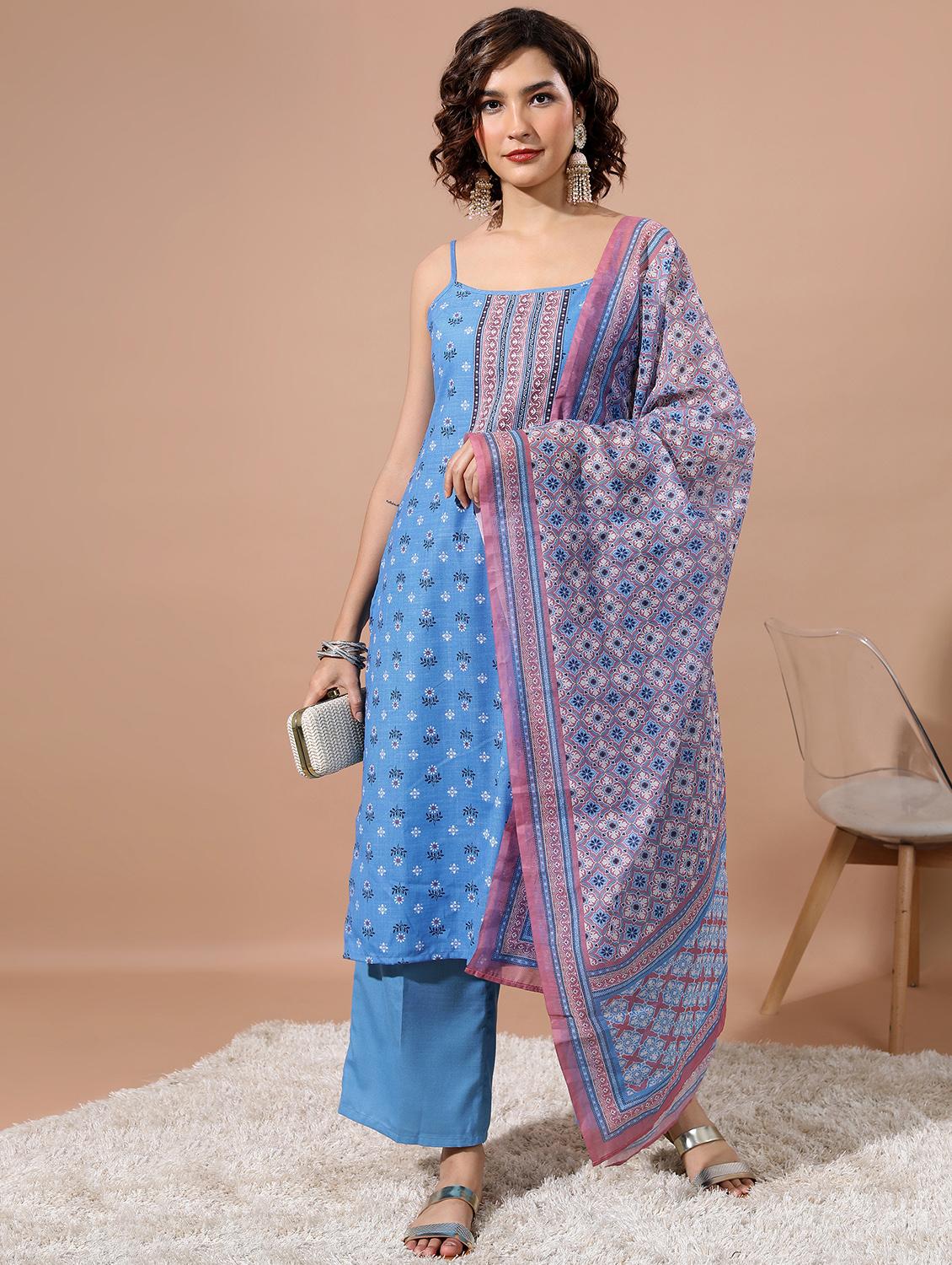 women floral kurta palazzo set with dupatta - 21486472 -  Zoom Image - 0