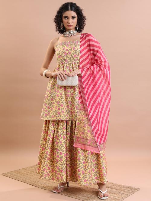 women floral printed kurta sharara set with dupatta - 21486513 - Standard Image - 0