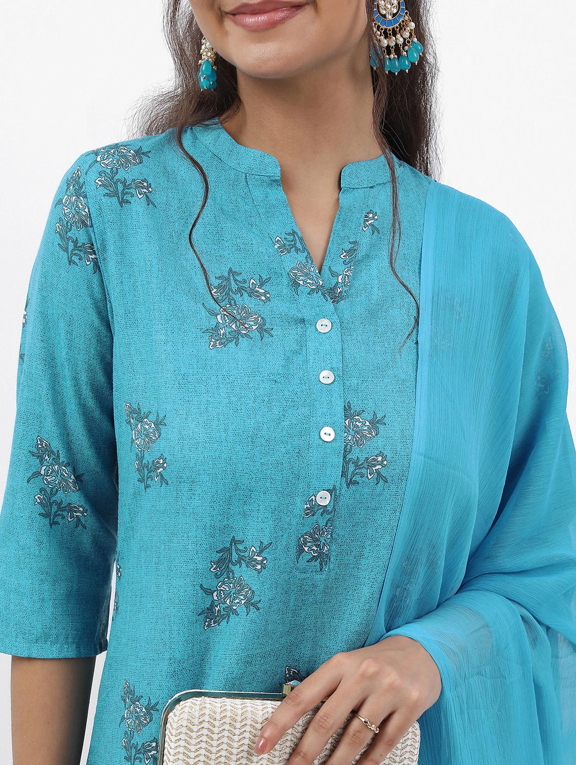 women light blue kurta pant set with dupatta - 21486514 - Standard Image - 3