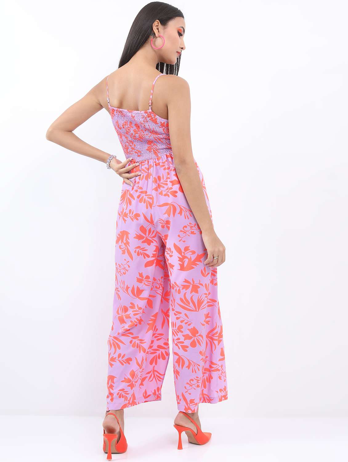 women lavender cotton blend full leg jumpsuit - 21486572 - Standard Image - 3