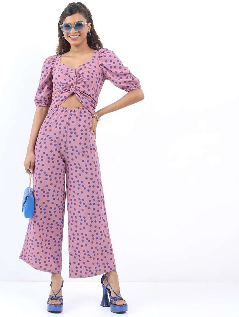 women purple cotton blend full leg jumpsuit - 21486573 - Zoom Image - 0