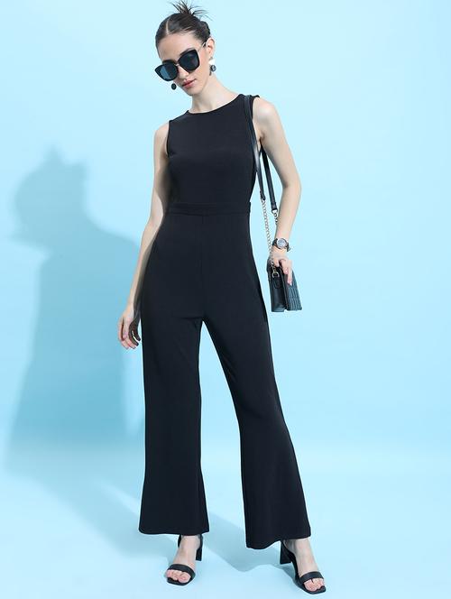 women black cotton blend full leg jumpsuit - 21486586 -  Standard Image - 0