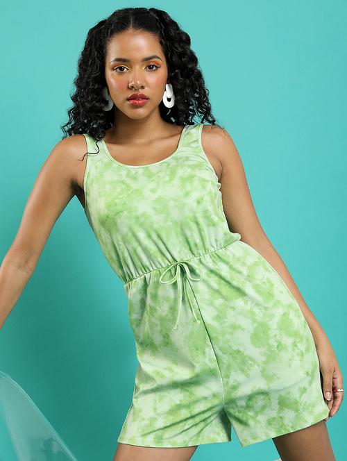 women green cotton blend romper - 21486593 - Standard Image - 0