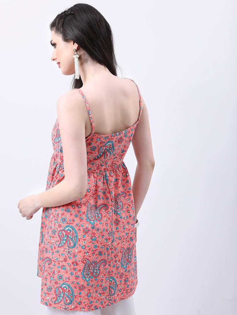 women coral cotton blend a-line kurta - 21486602 -  Standard Image - 3