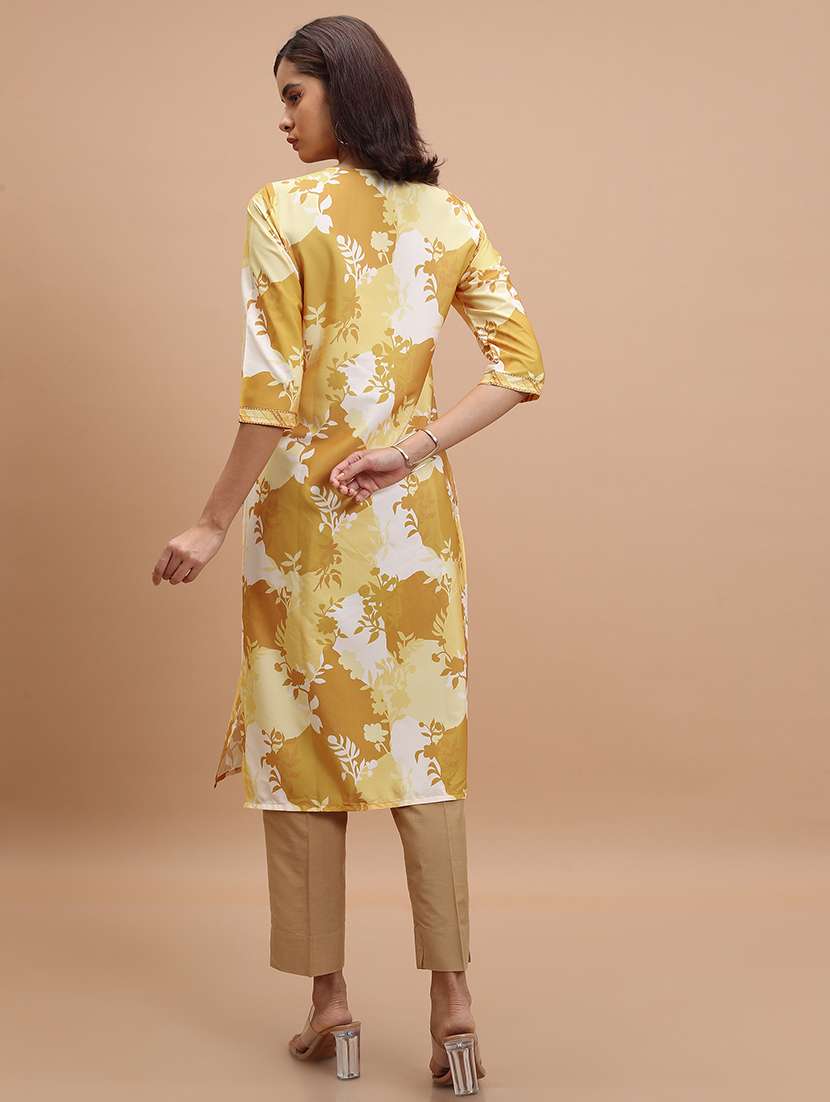 women three quarter sleeve printed a-line kurta - 21486624 -  Standard Image - 3