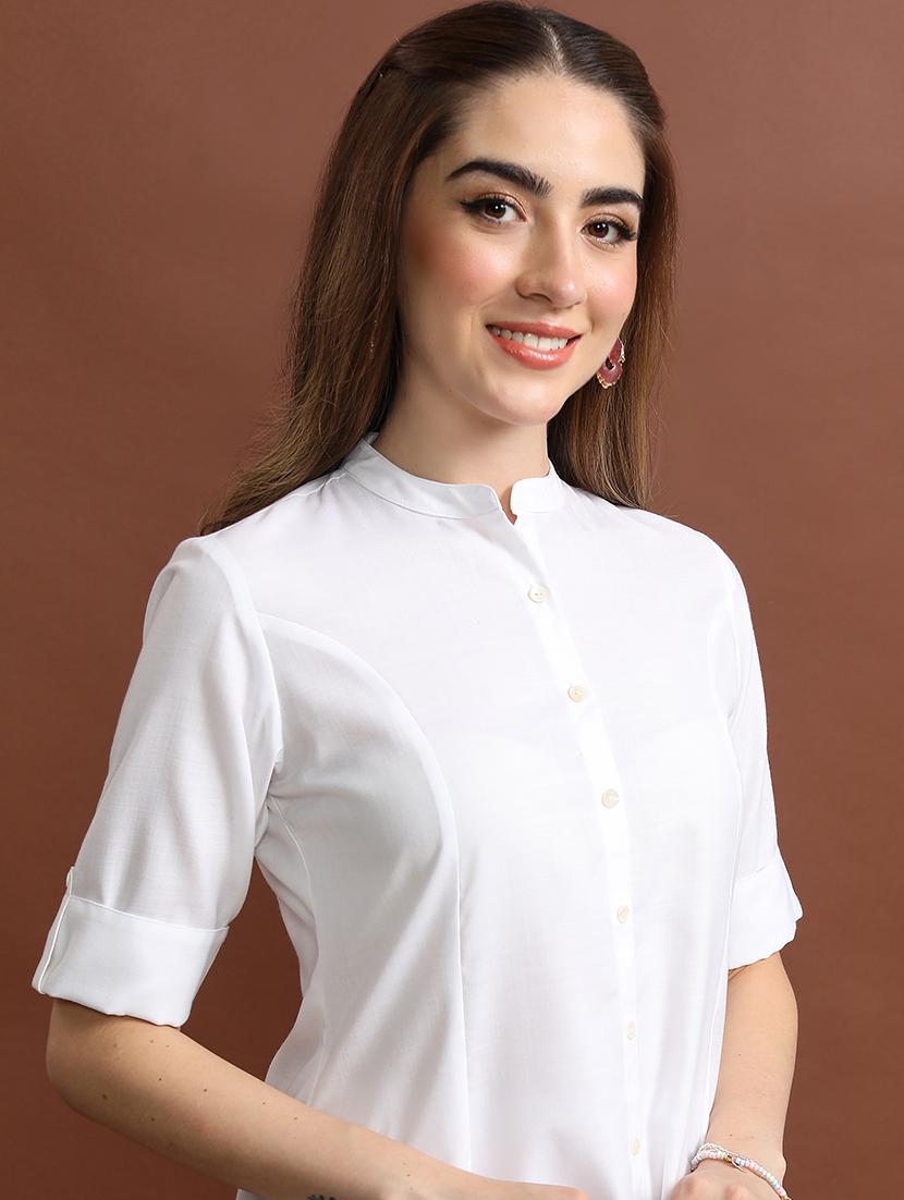 white solid a-line kurta - 21486637 - Standard Image - 3