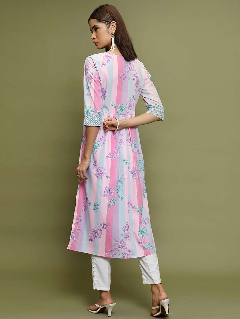 multicolored floral printed a-line kurta - 21486638 -  Standard Image - 3