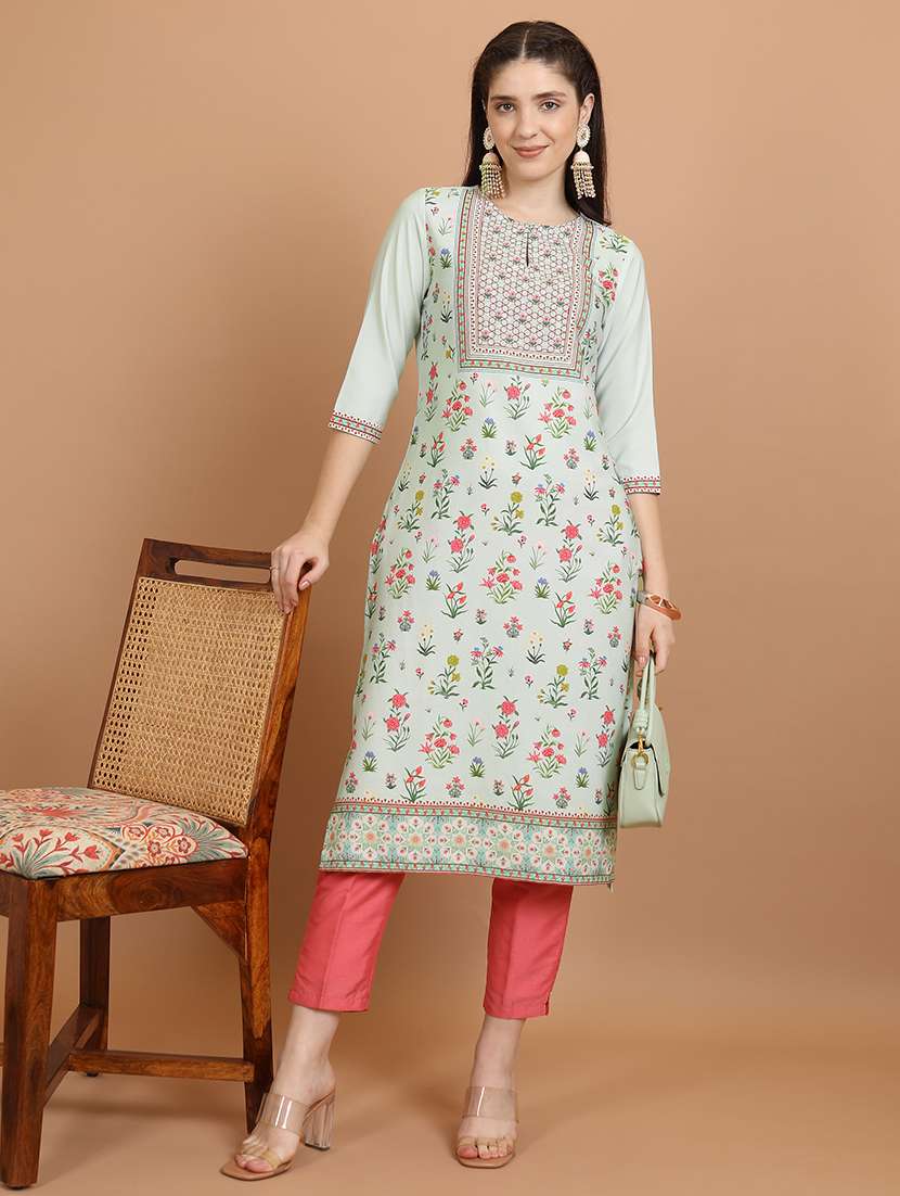 women three quarter sleeve printed a-line kurta - 21486651 - Zoom Image - 0