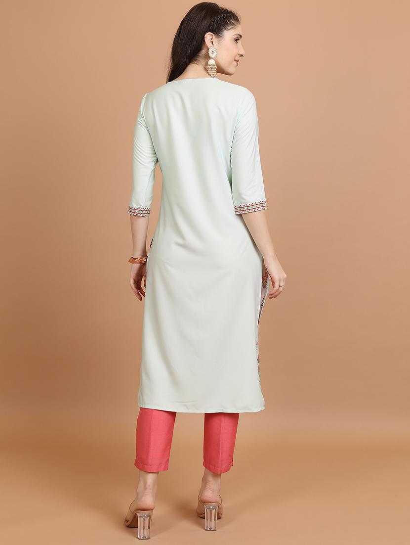 women three quarter sleeve printed a-line kurta - 21486651 - Standard Image - 3