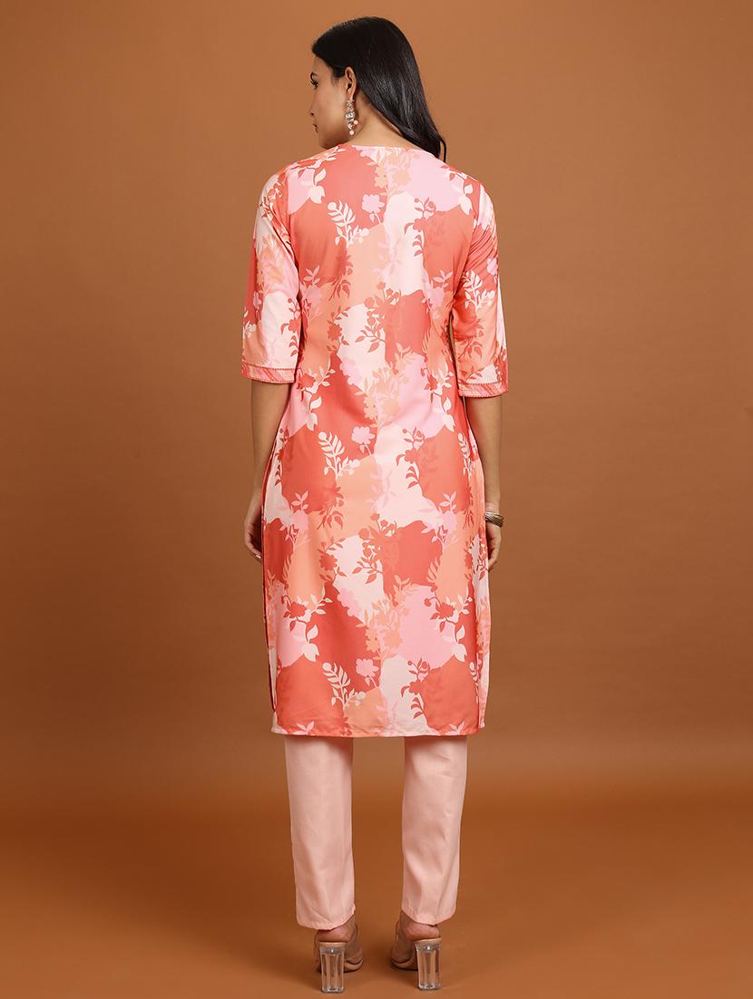 women three quarter sleeve printed a-line kurta - 21486656 - Standard Image - 3