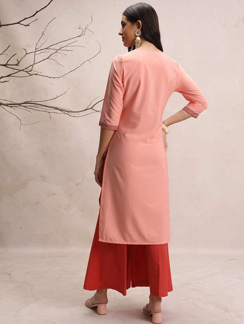 women three quarter sleeve printed a-line kurta - 21486658 -  Standard Image - 3