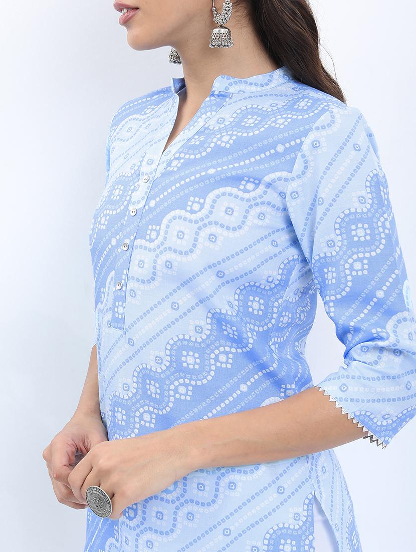 women three quarter sleeve printed a-line kurta - 21486670 - Standard Image - 3