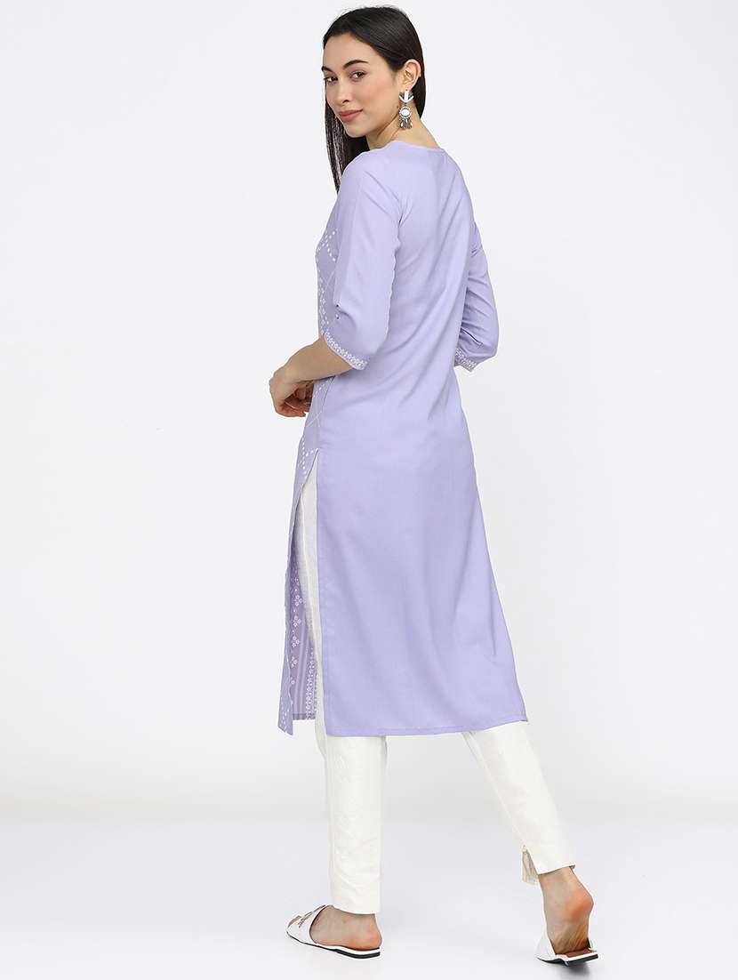 women three quarter sleeve printed a-line kurta - 21486679 -  Standard Image - 3