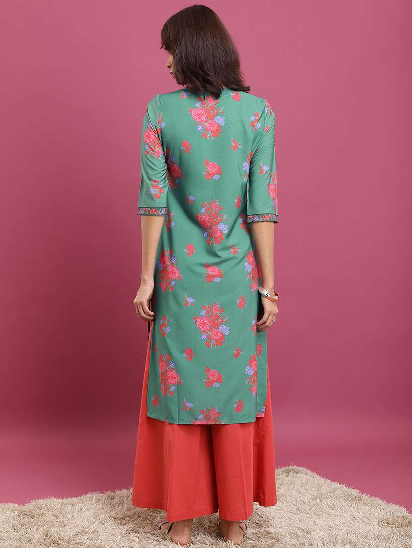 women three quarter sleeve printed a-line kurta - 21486690 -  Standard Image - 3