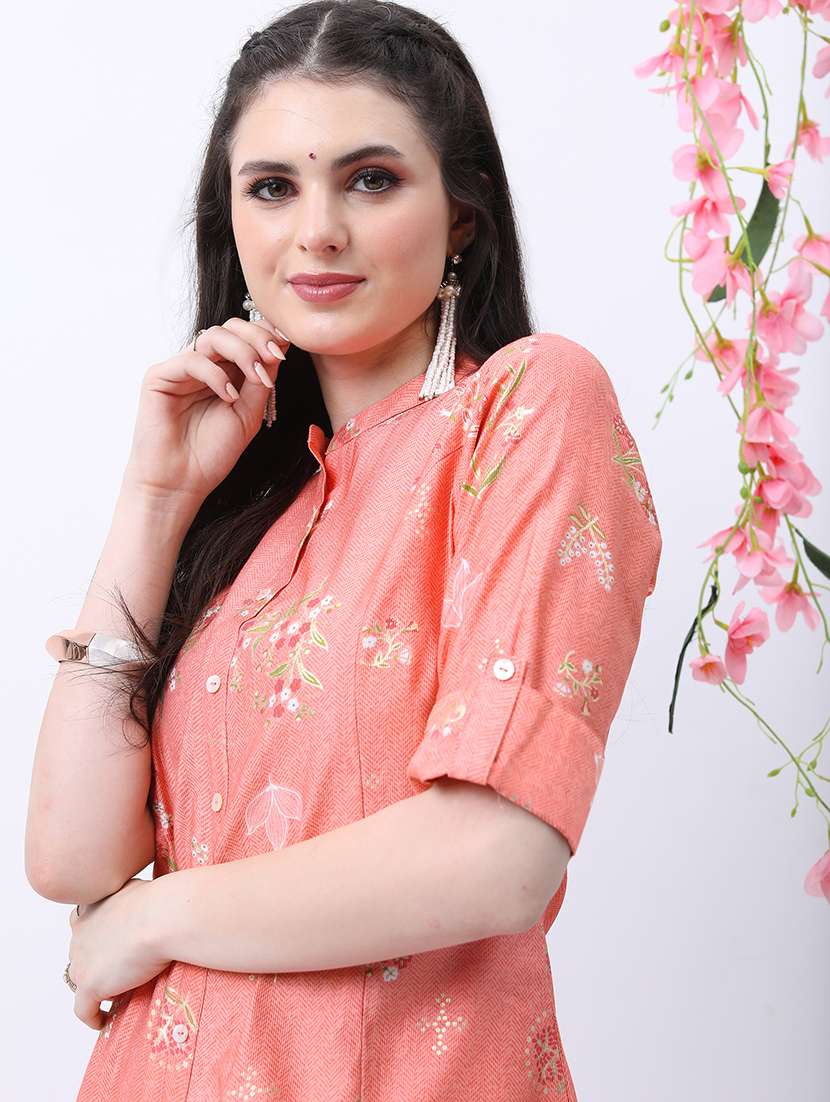 women three quarter sleeve printed a-line kurta - 21486695 -  Standard Image - 3