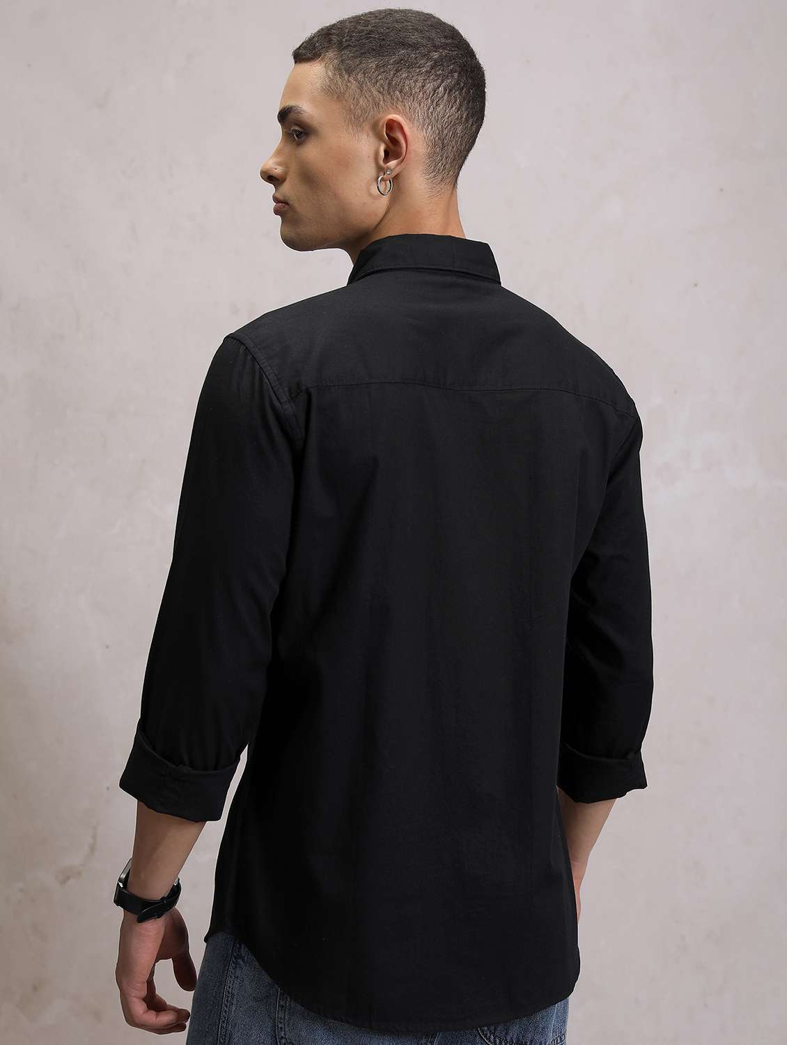 men collared placement printed casual shirt - 21486704 -  Standard Image - 3