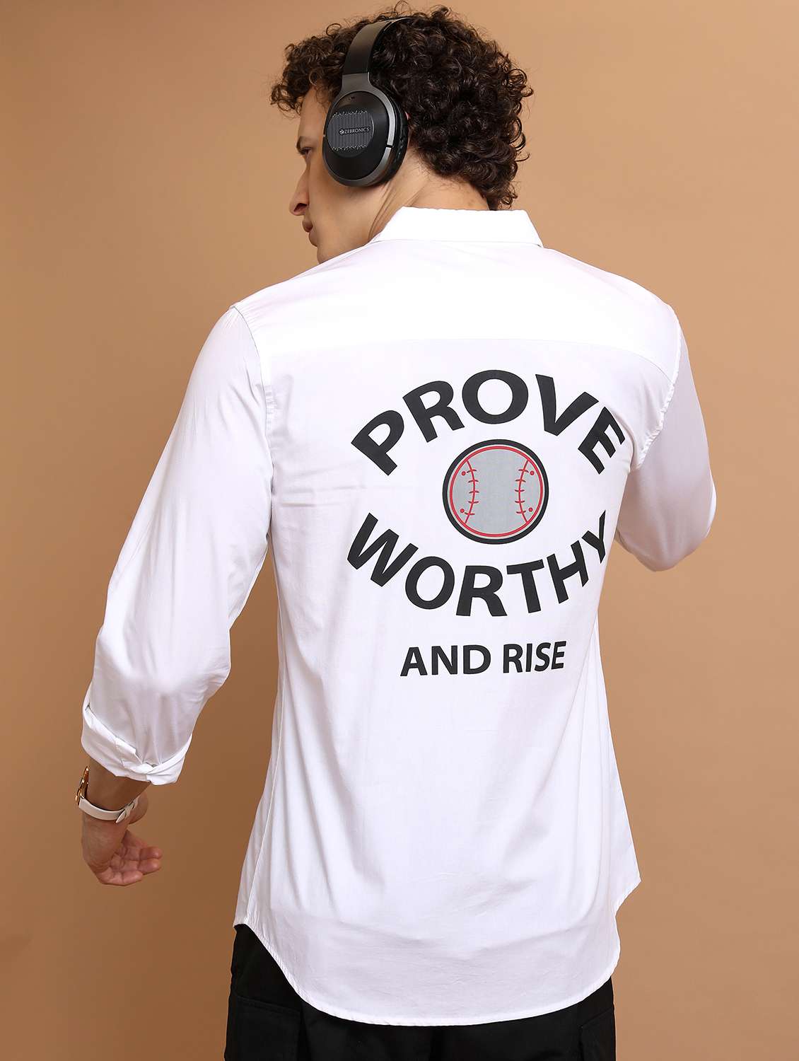 men collared typographic printed casual shirt - 21486709 -  Standard Image - 3