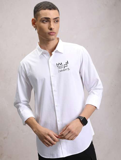 men collared typographic printed casual shirt - 21486712 -  Standard Image - 0