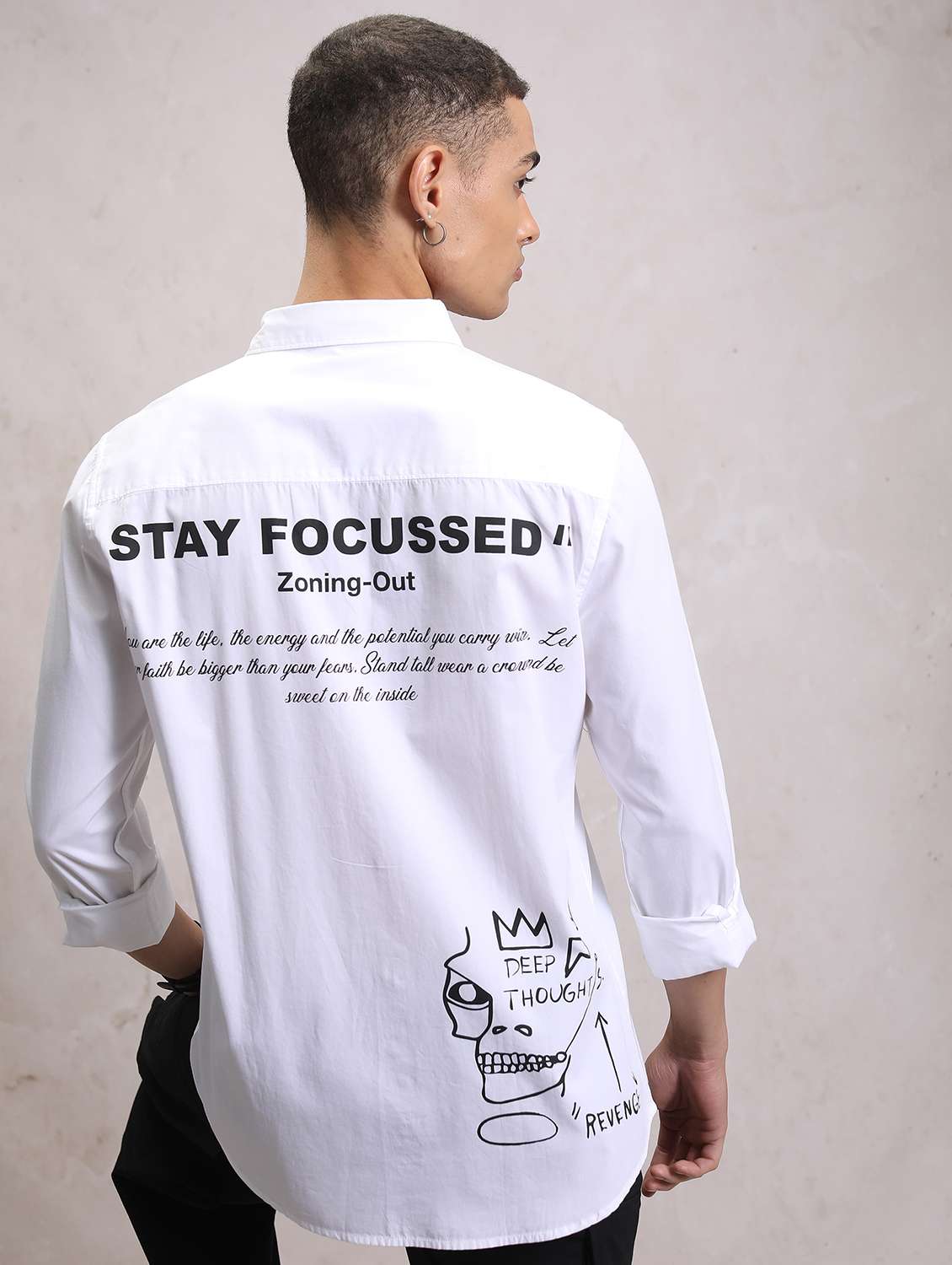 men collared typographic printed casual shirt - 21486712 - Standard Image - 3