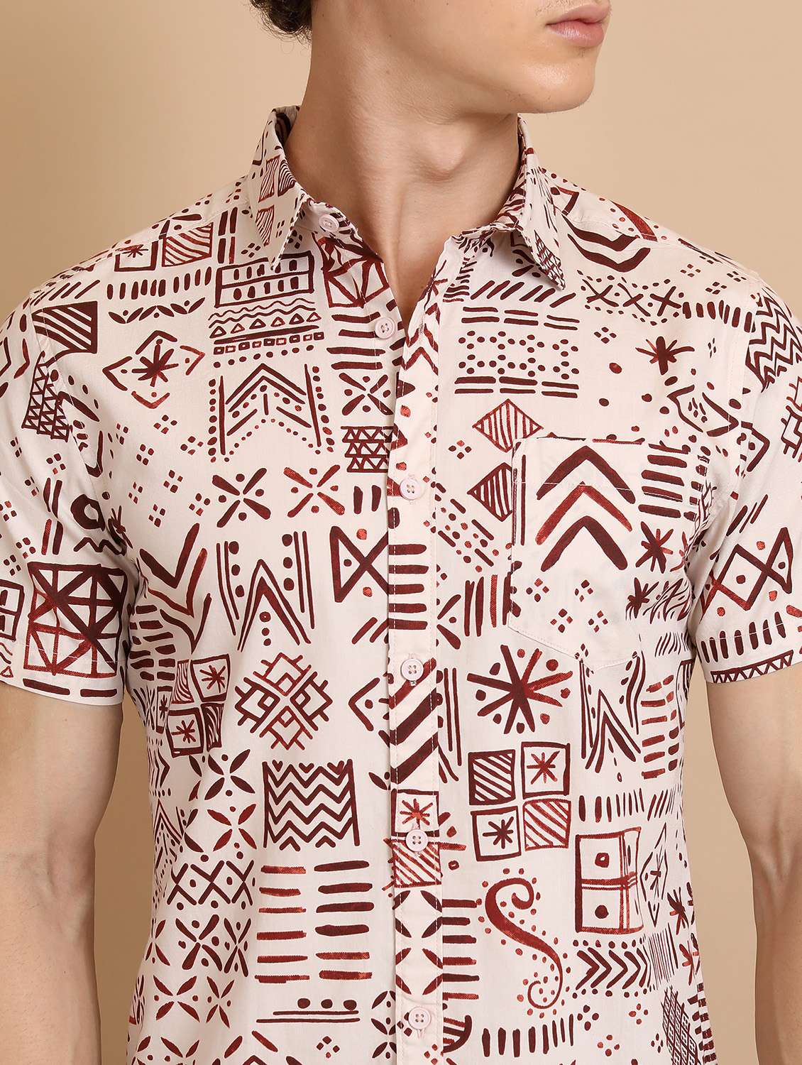 men collared printed casual shirt - 21486716 -  Standard Image - 5