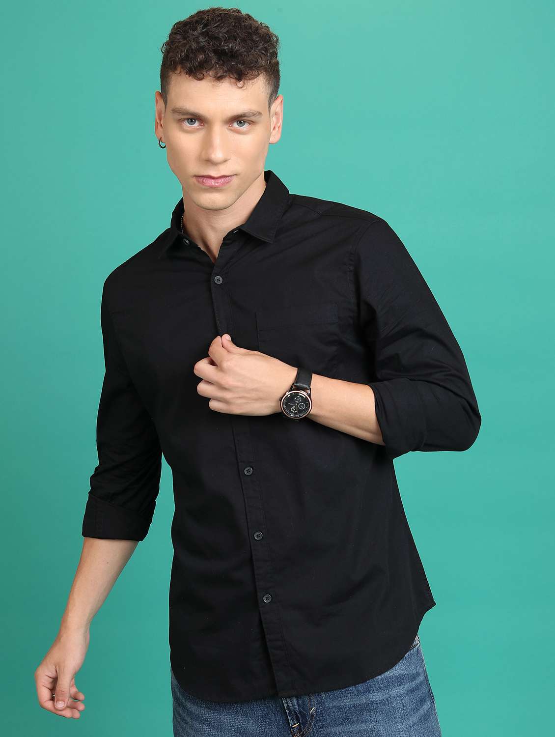 men black typography casual shirt
