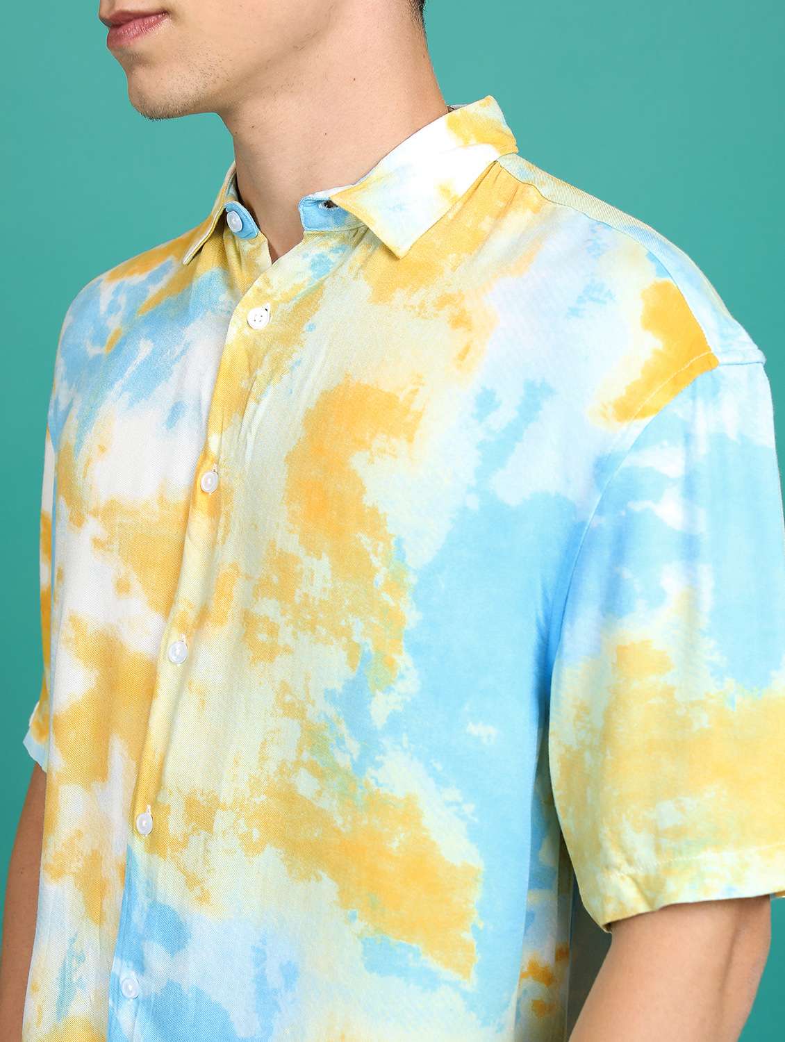 men collared tie & dye casual shirt - 21486732 -  Standard Image - 5