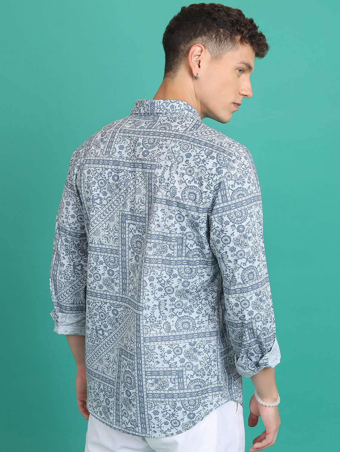 men collared graphic printed casual shirt - 21486734 -  Standard Image - 3